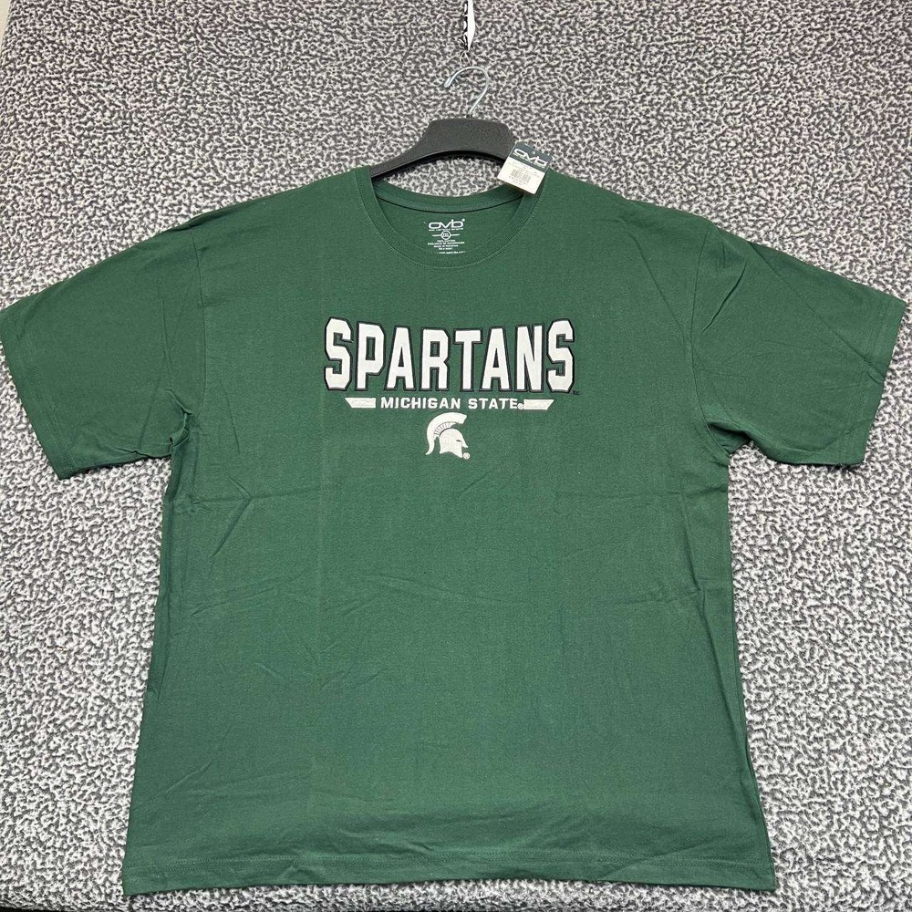 Michigan State Spartans Shirt Men XXL Green OVB Short Sleeve Cotton New 2XL